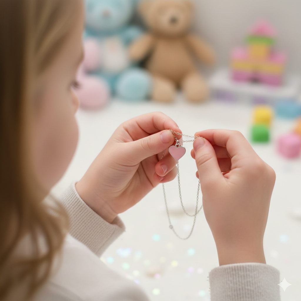 Kinder Kette Herz rosa