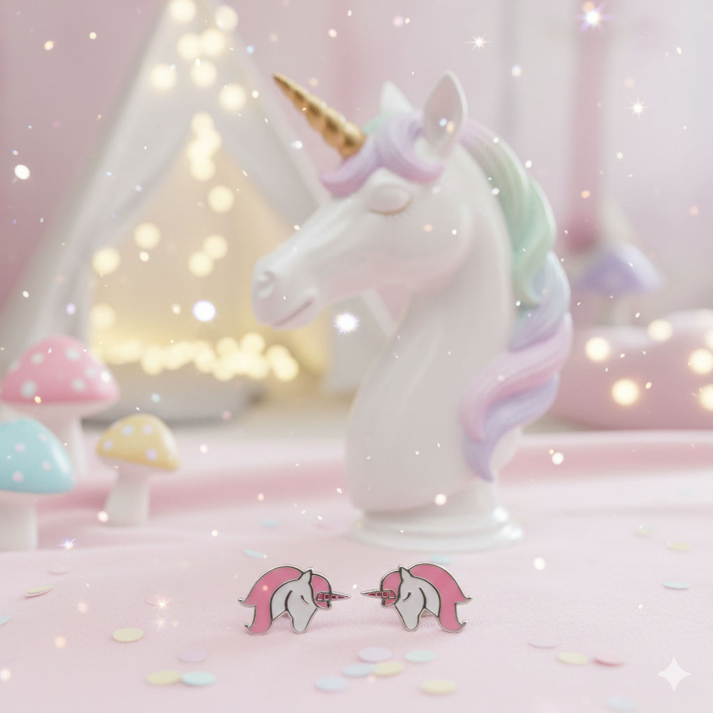 Kinder Ohrstecker Einhorn rosa