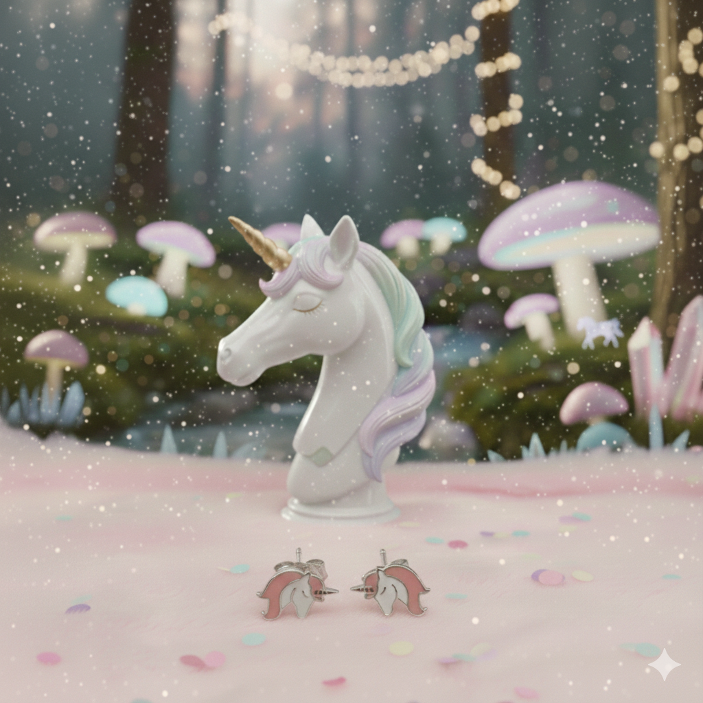 Kinder Ohrstecker Einhorn rosa