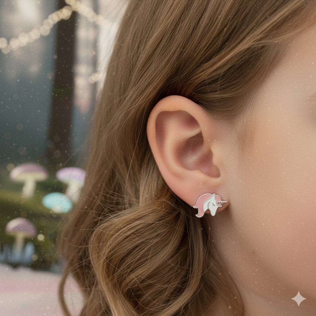 Kinder Ohrstecker Einhorn rosa