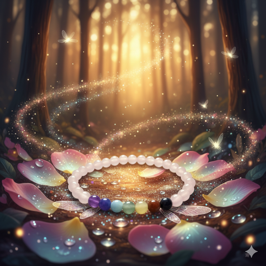 Kinder Armband Rosenquarz mit Chakren