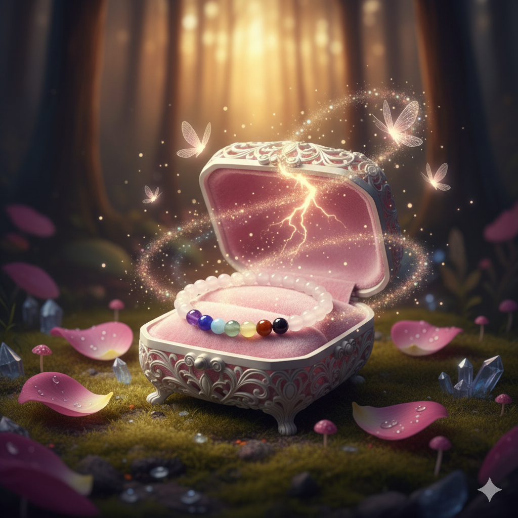 Kinder Armband Rosenquarz mit Chakren