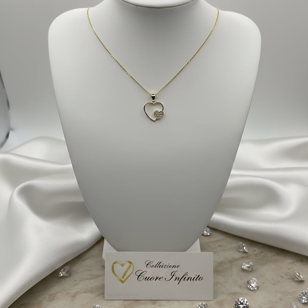 Damen Kette mit Anhänger Herz in Herz