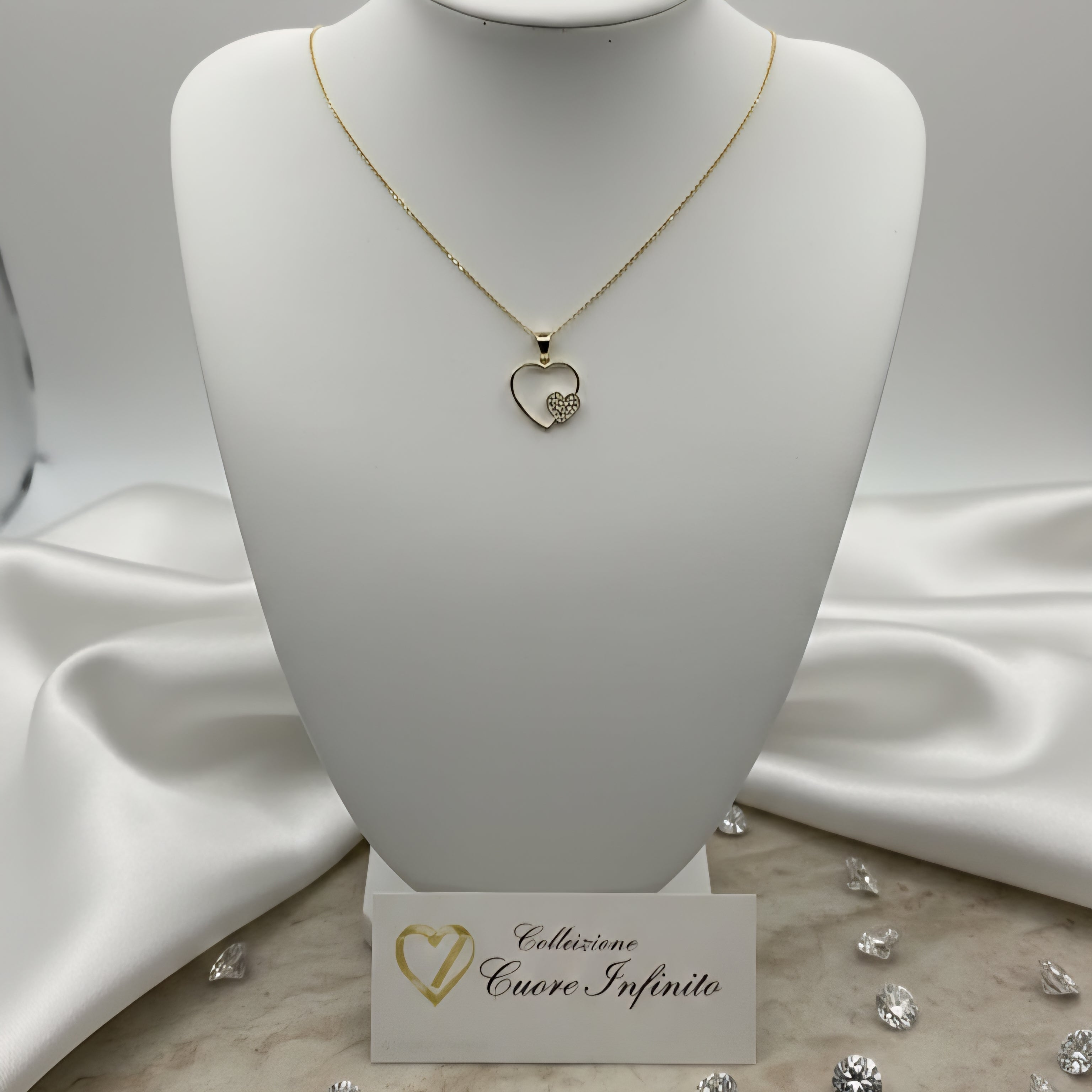 Damen Kette mit Anhänger Herz in Herz