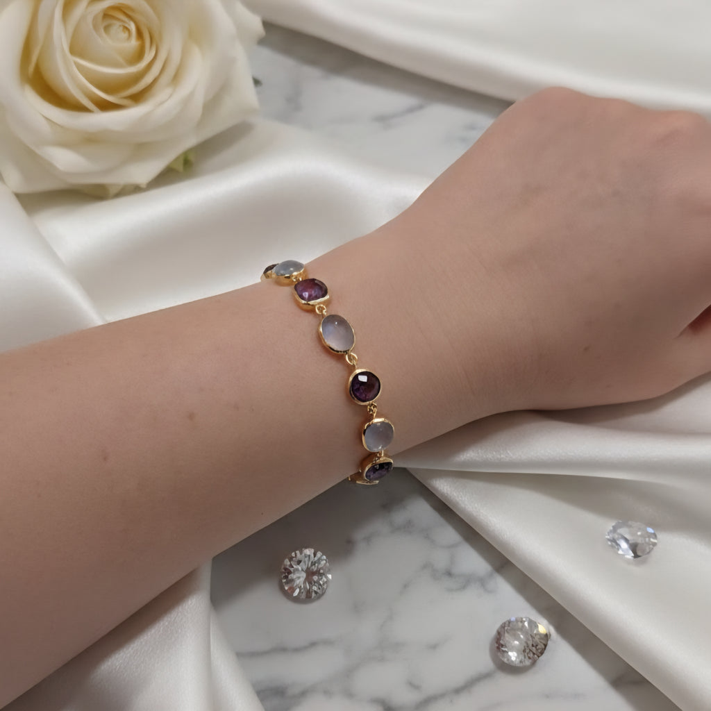 Damen Armband Formmix Amethyst und Quarze