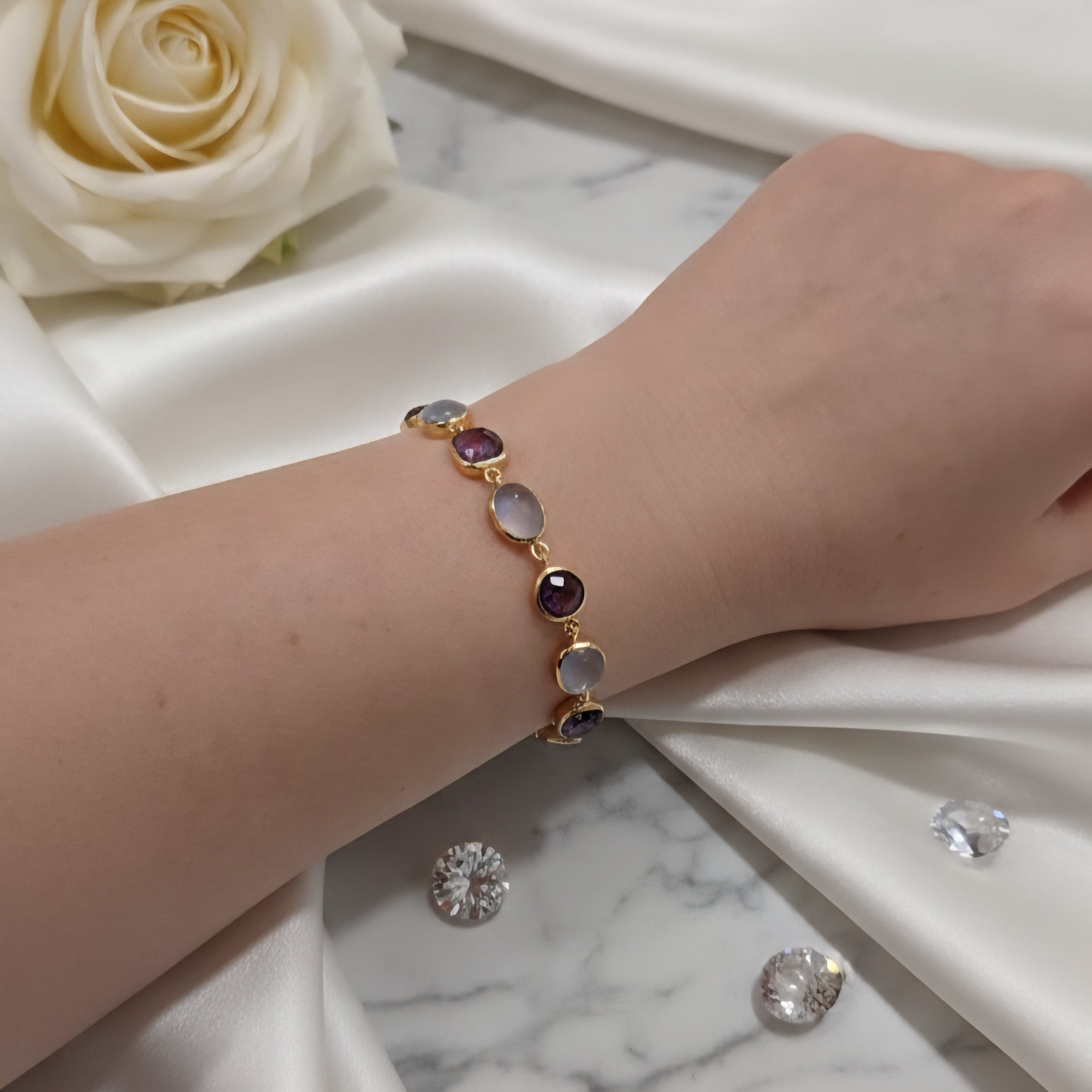 Damen Armband Formmix Amethyst und Quarze