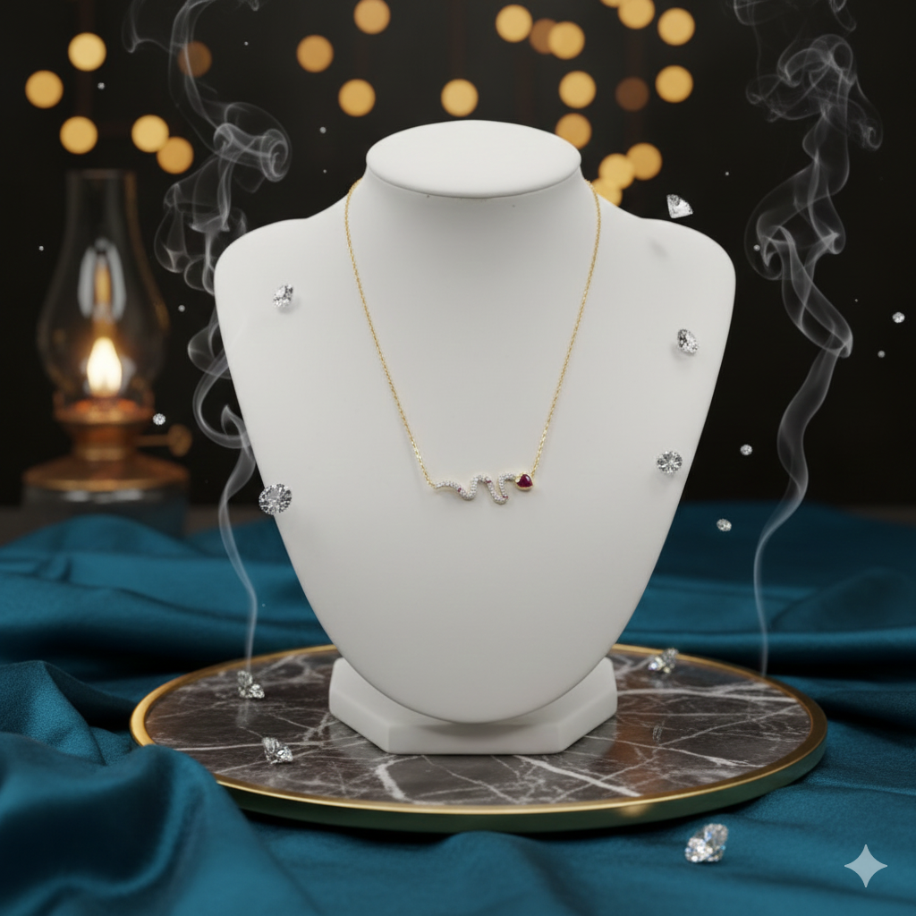 Damen Collier Schlange / Serpente Amore  / 925er Silber vergoldet / Zirkonia / Zart verführerisch