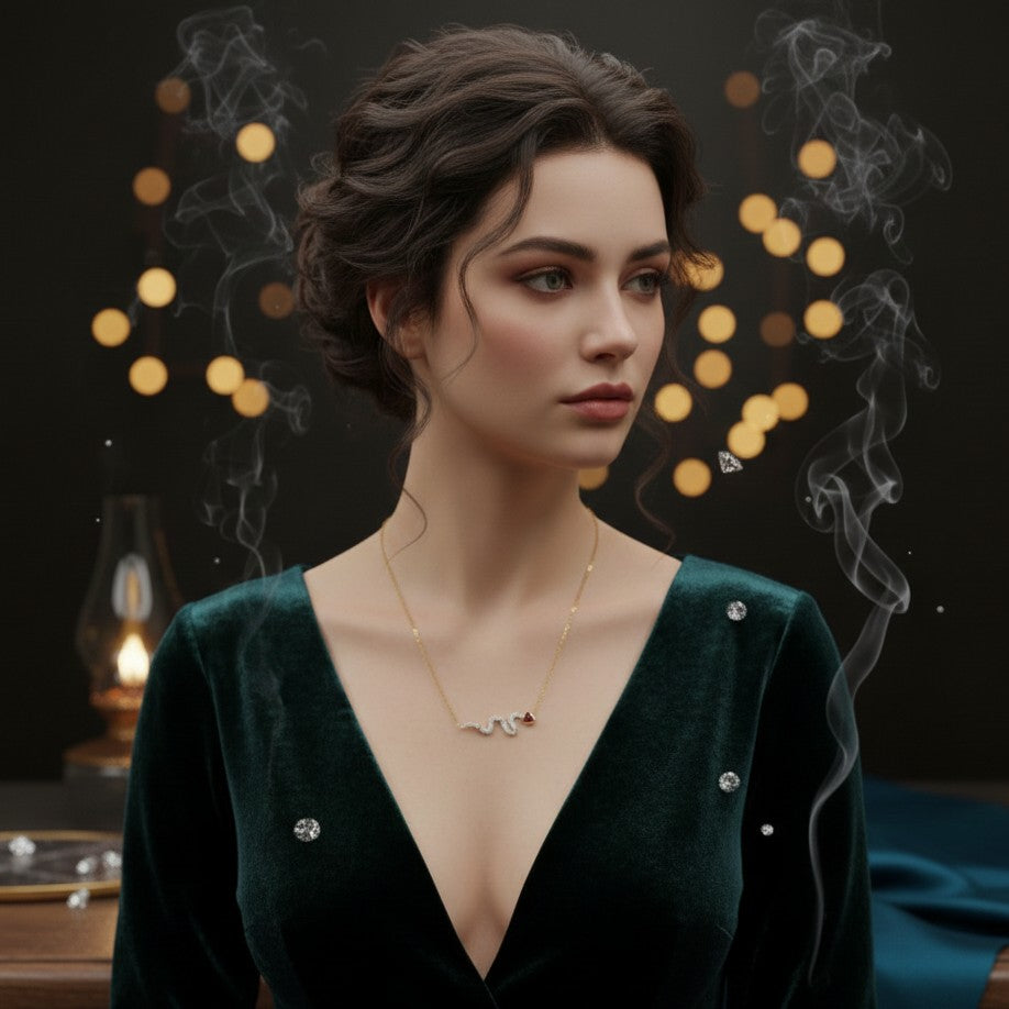 Damen Collier Schlange / Serpente Amore  / 925er Silber vergoldet / Zirkonia / Zart verführerisch