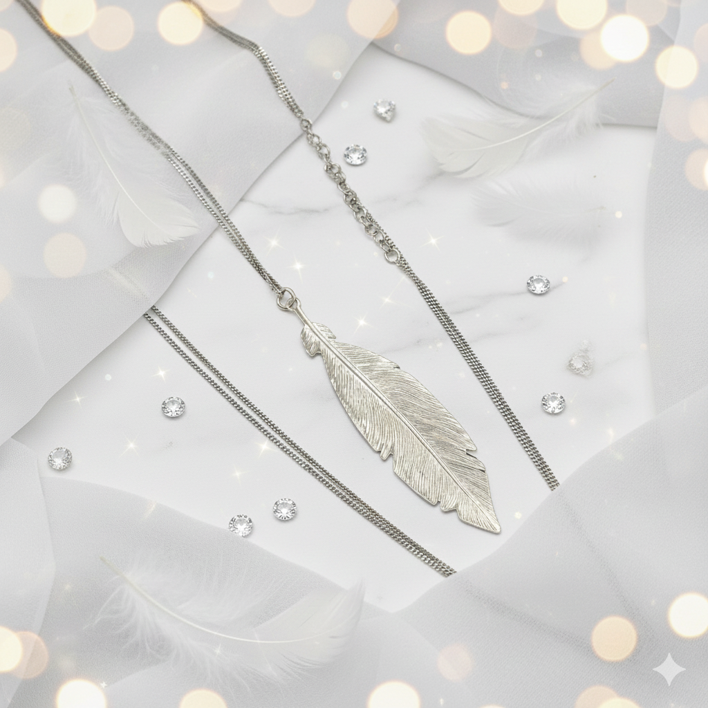 Damen Kette mit Anhänger Feder