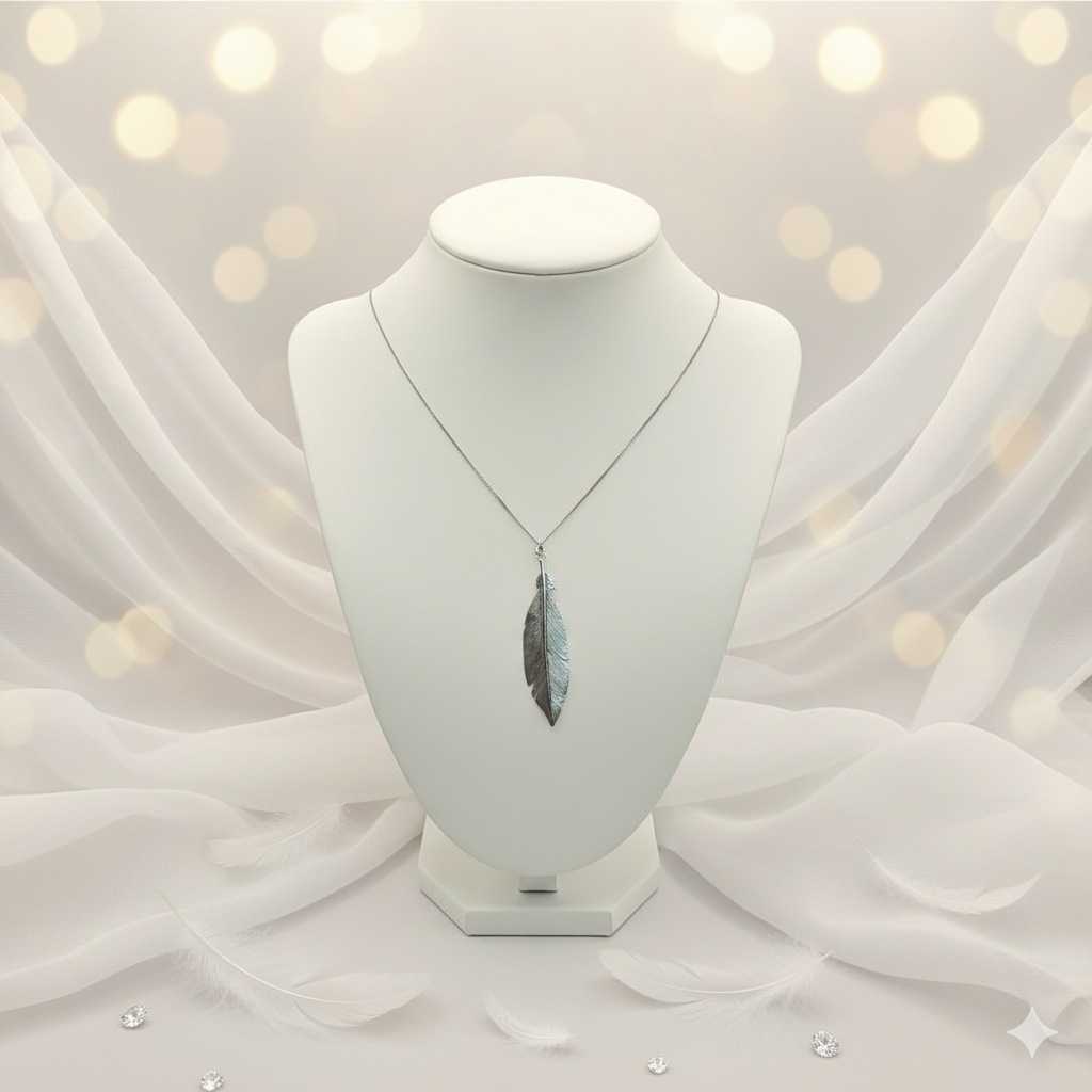 Damen Kette mit Anhänger Feder