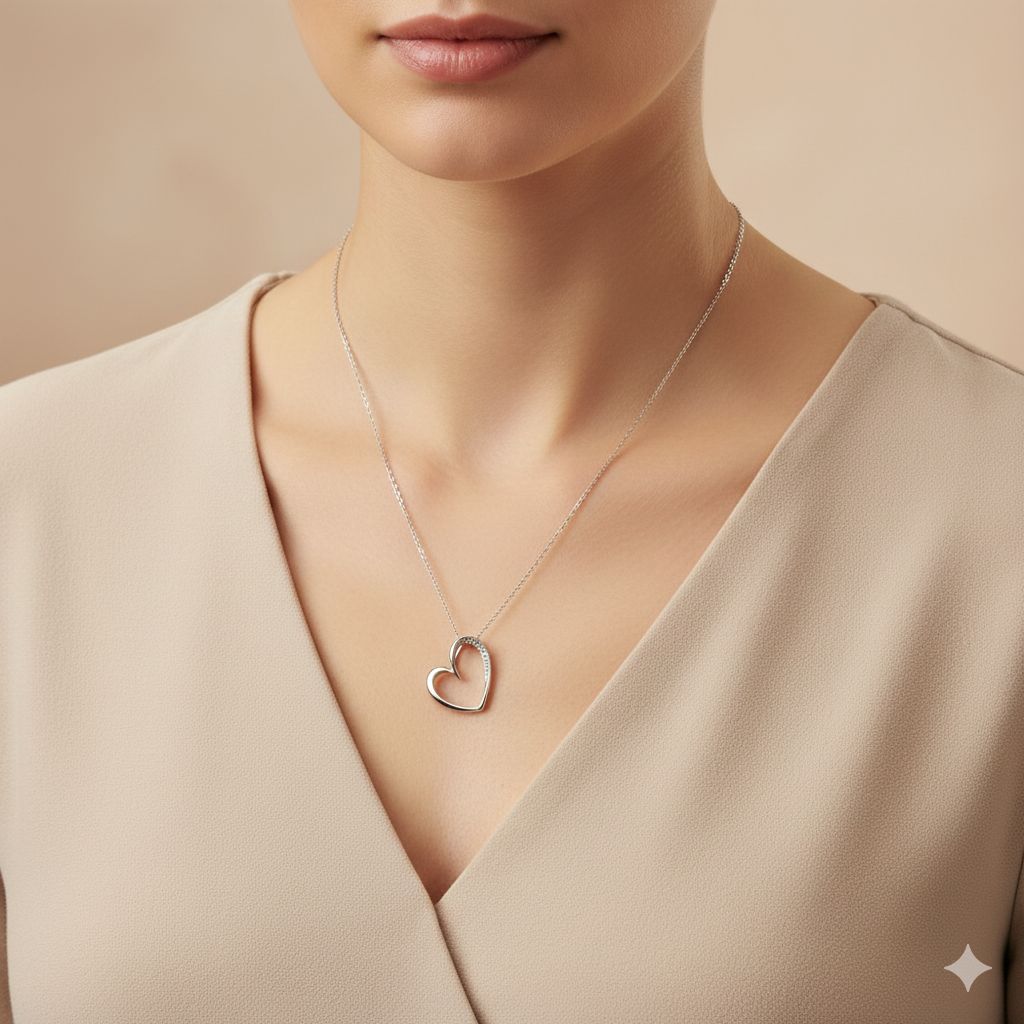 Damen Kette Herz / Cuore Lucente / 925er Silber / Zirkonia / zarte und feminin