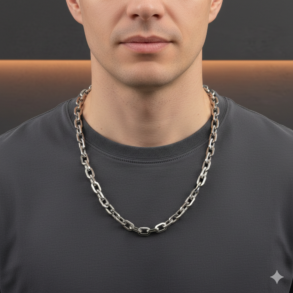 Herren Halskette / Linea Forte / Edelstahl Silber / Starke Linie, klare Präsenz