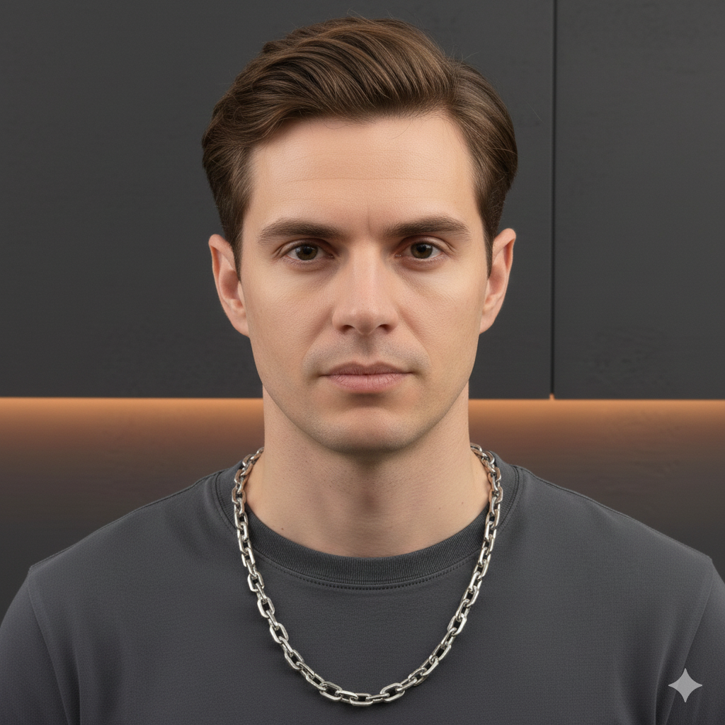 Herren Halskette / Linea Forte / Edelstahl Silber / Starke Linie, klare Präsenz