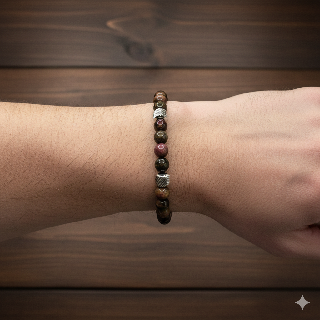 Herren Armband / Occhio del Tigre / Color mix Tigerauge / Edelstein / kraftvoll