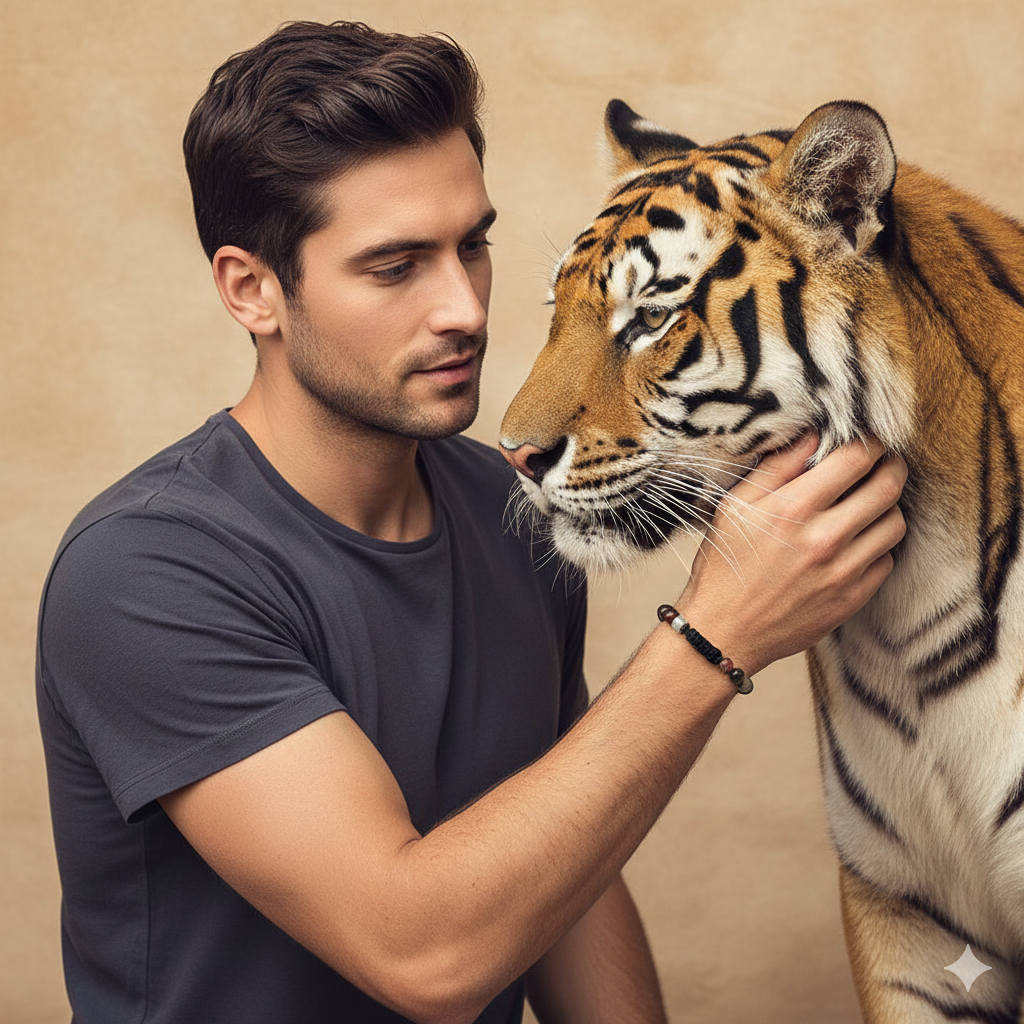 Herren Armband / Occhio del Tigre / Color mix Tigerauge / Edelstein / kraftvoll