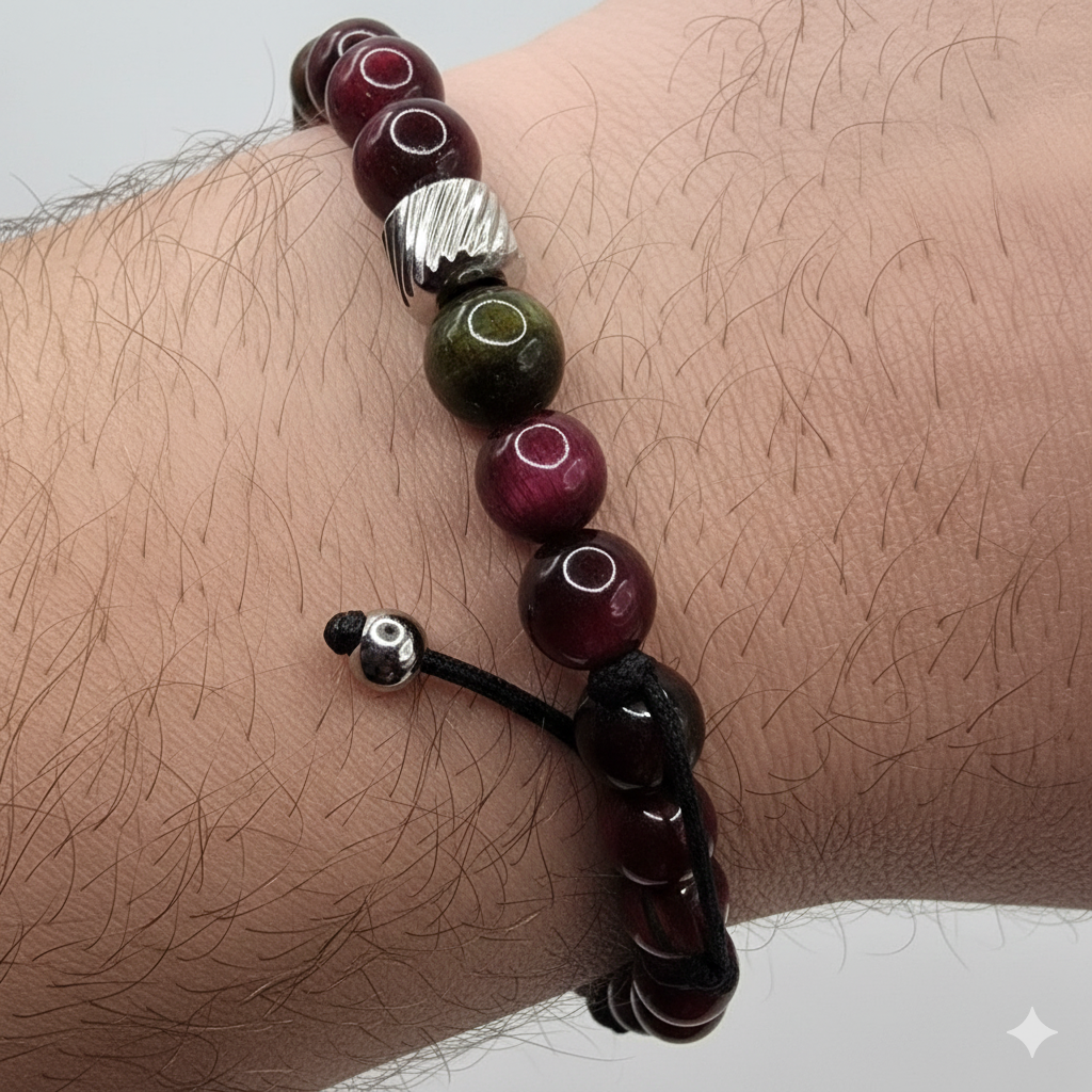 Herren Armband / Occhio del Tigre / Color mix Tigerauge / Edelstein / kraftvoll