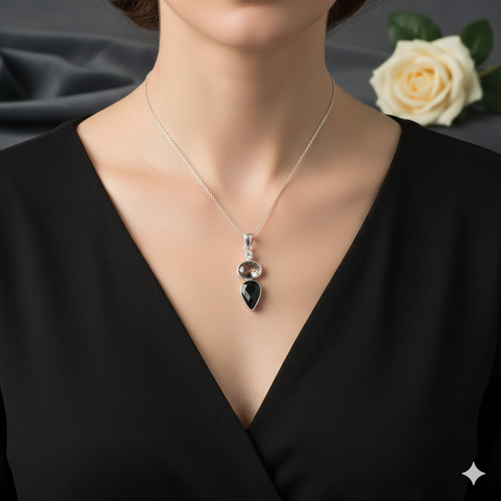 Damen Anhänger / Noctis Veritas / 925er Silber / Turmalin / Unikat