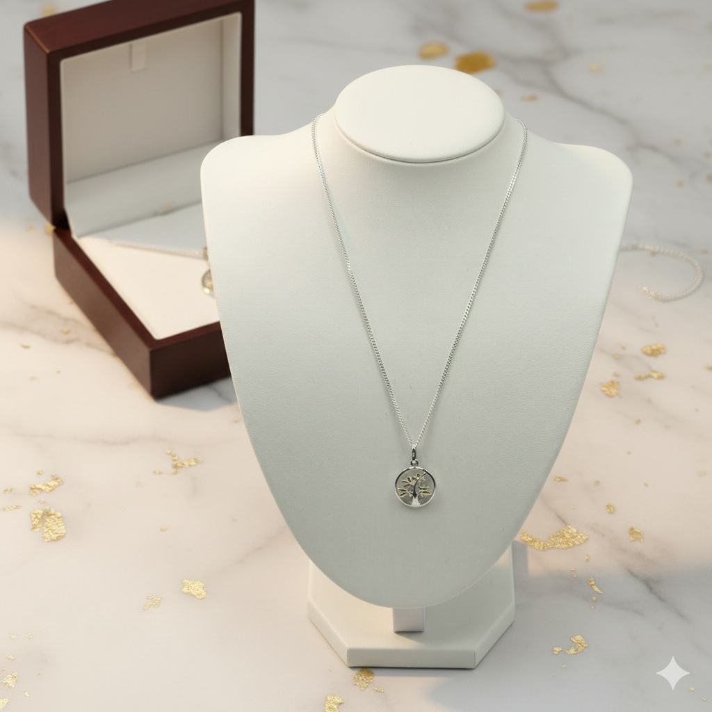 Damen Kette mit Anhänger / Albero della Vita - Splendore / 925er Silber tlw. vergoldet / Lebensbaum