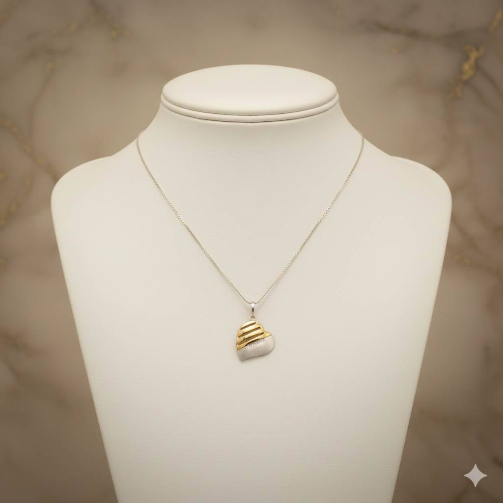 Damen Anhänger Herz / Aurea Balance / 925er Silber teilvergoldet / Zirkonia / Edel