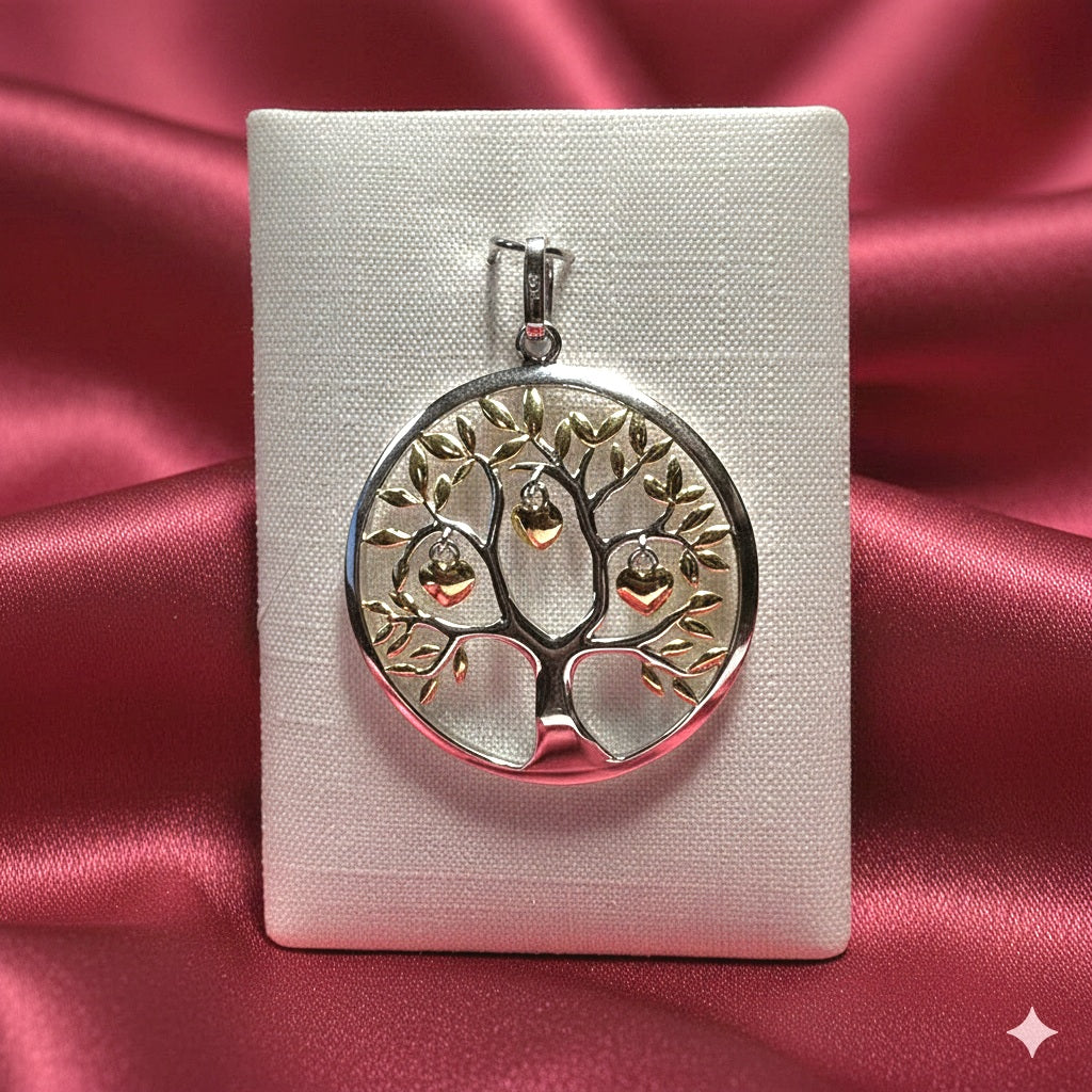 Damen Kette mit Anhänger / Albero della Vita - Amore / 925er Silber tlw. vergoldet / Lebensbaum