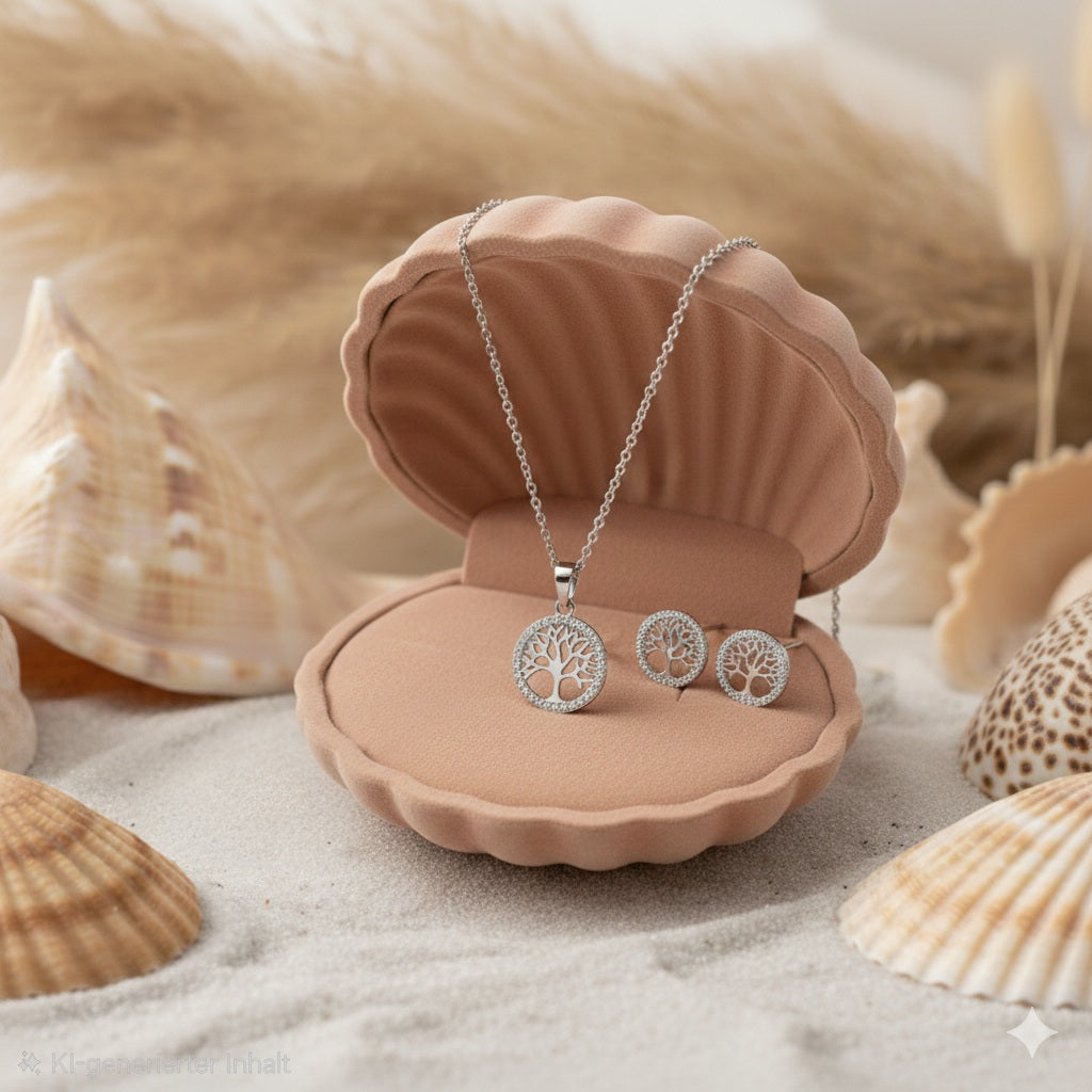 Damen Schmuck-Set Lebensbaum / Cerchio della Vita / 925er Silber / Zirkonia / Elegant und feminin