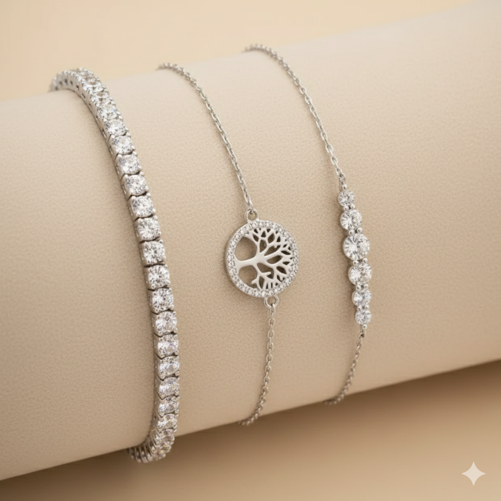 Damen Schmuck-Set Lebensbaum / Cerchio della Vita / 925er Silber / Zirkonia / Elegant und feminin