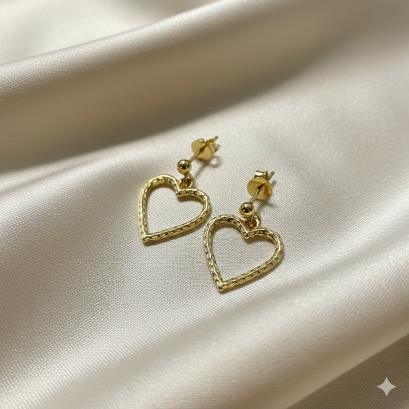 Damen Schmuck-Set Herz / Cuore Martellato / 925er Silber vergoldet / schlicht und schön