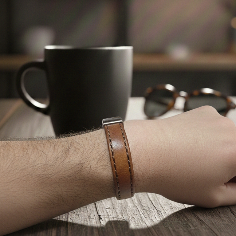 Herren Armband / Terra Calma / Kalbsleder + Edelstahl / schlicht und edel