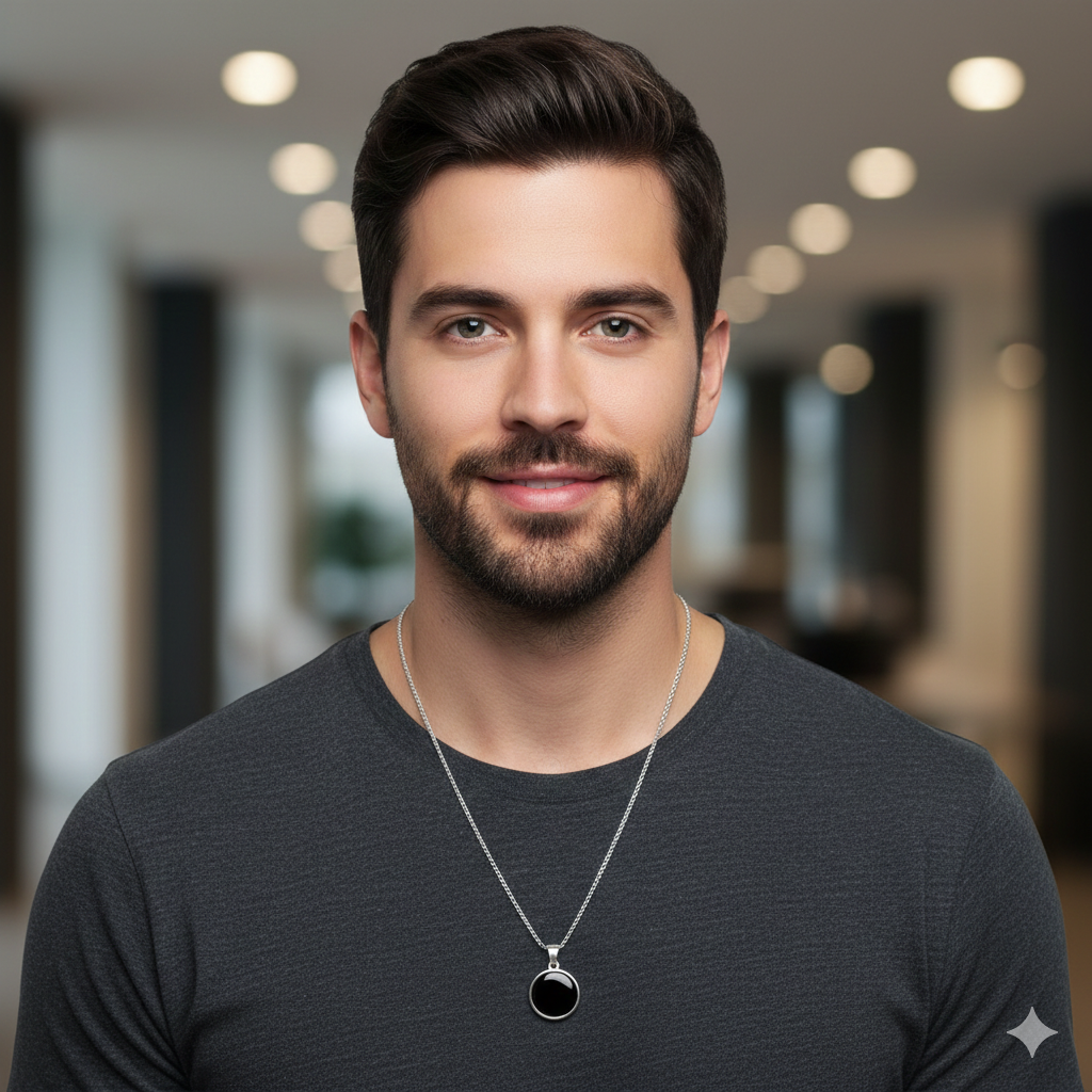 Herren Halskette / Nero Silente / 925 Silber / Onyx / Maskulin + Schutz