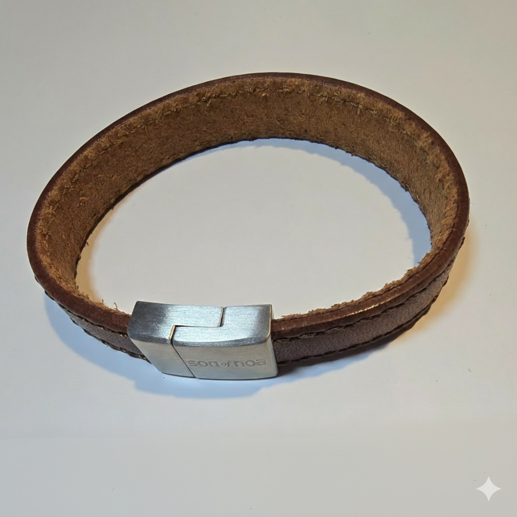 Herren Armband / Terra Calma / Kalbsleder + Edelstahl / schlicht und edel