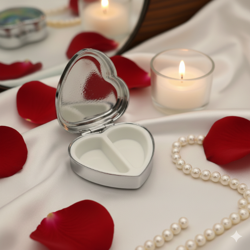 Pillendose in Herzform mit Abalone