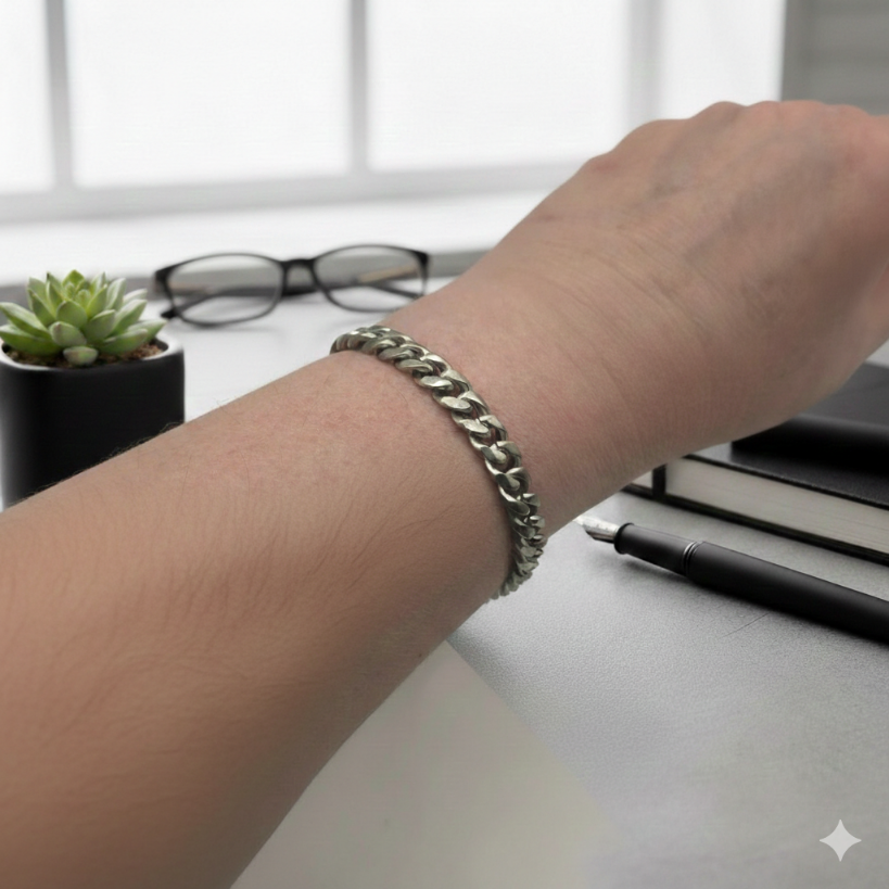 Herren Armband / Catena Forte  Opaca / Edelstahl Silber matt / maskulin + stark