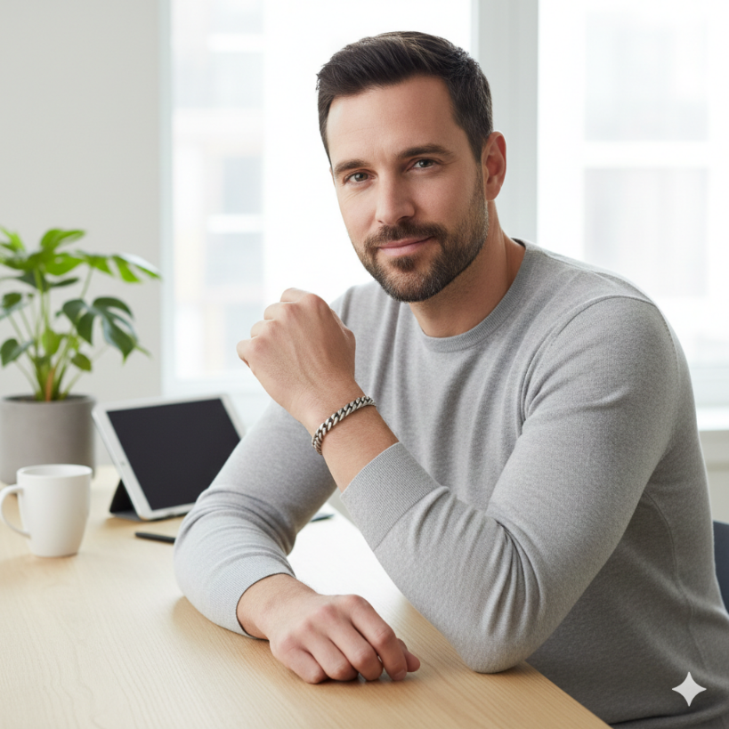 Herren Armband / Catena Forte  Opaca / Edelstahl Silber matt / maskulin + stark