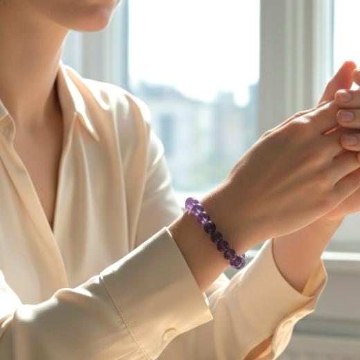 Damen Armband / Violetta Serena / Amethyst 8 mm Kugeln