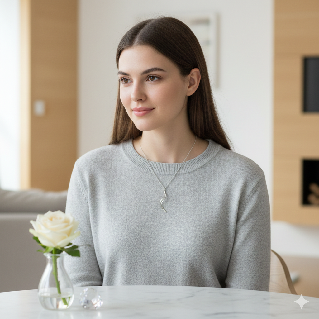 Damen Kette mit Anhänger / Serpentina Argentea  / 925er Silber / edel  + minimalistisch