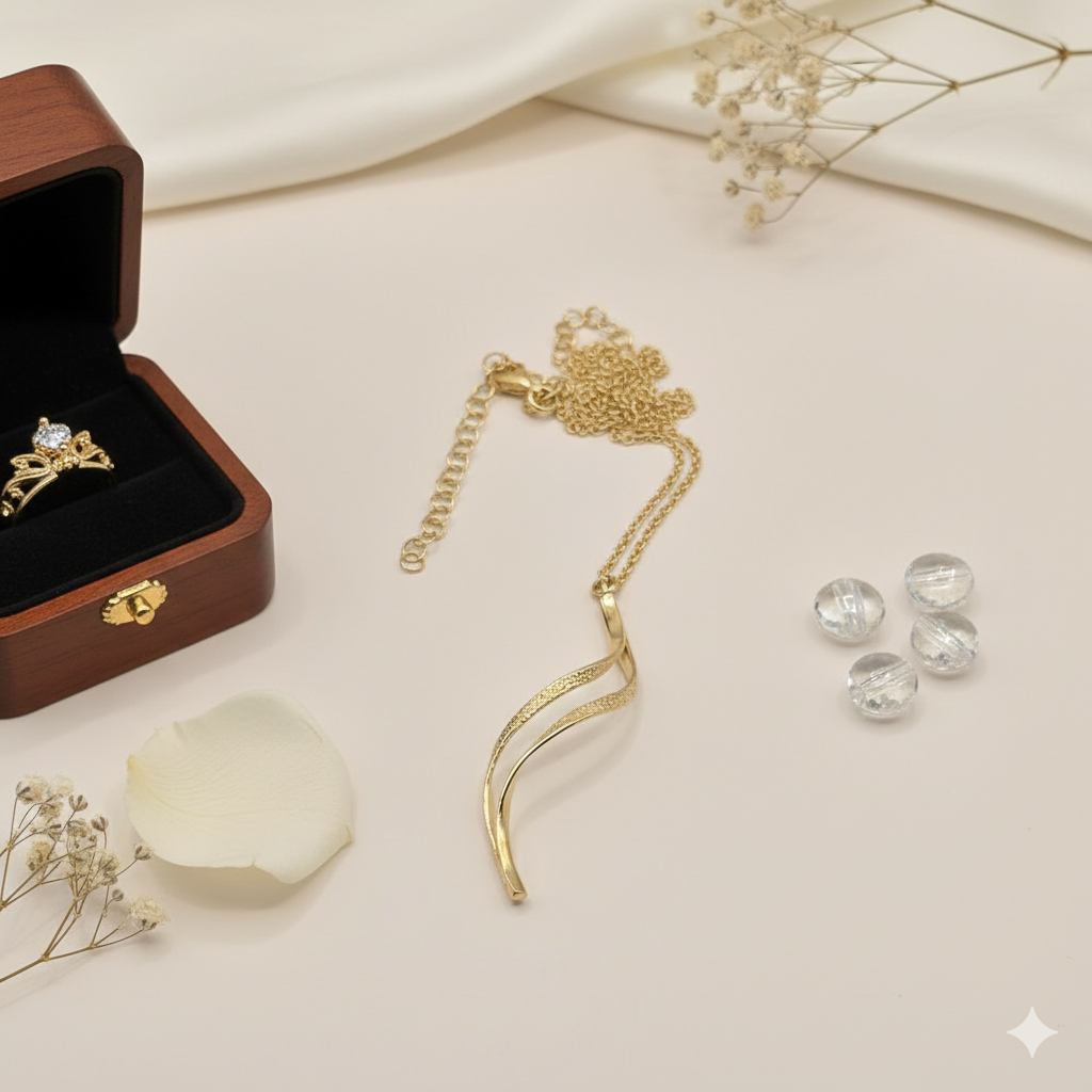 Damen Kette mit Anhänger / Serpentina Aurea  / 925er Silber vergoldet / edel  + minimalistisch