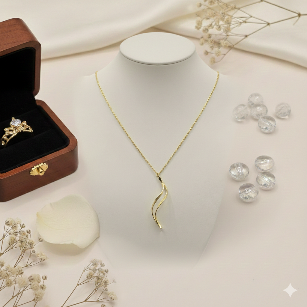 Damen Kette mit Anhänger / Serpentina Aurea  / 925er Silber vergoldet / edel  + minimalistisch