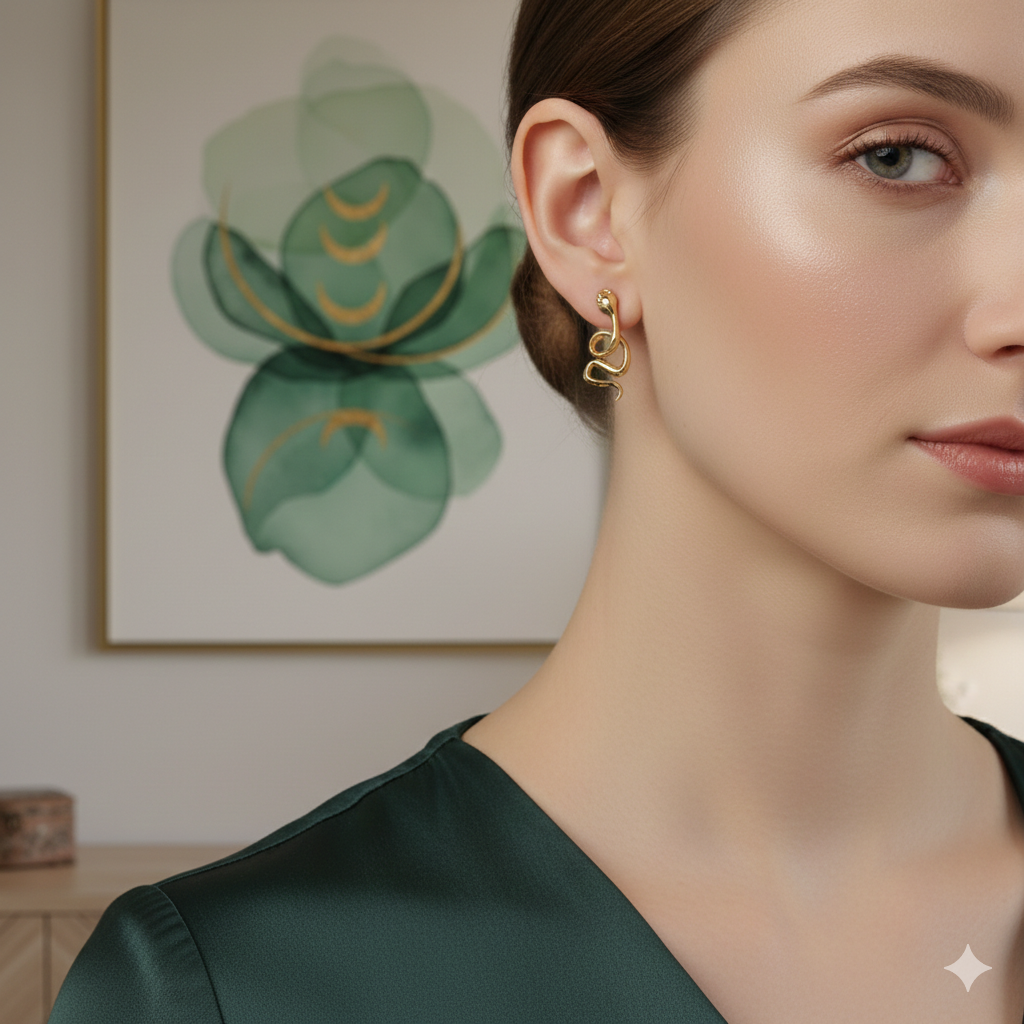 Damen Ohrring / Serpente Grande Oro / 925er Silber / edel + mystisch