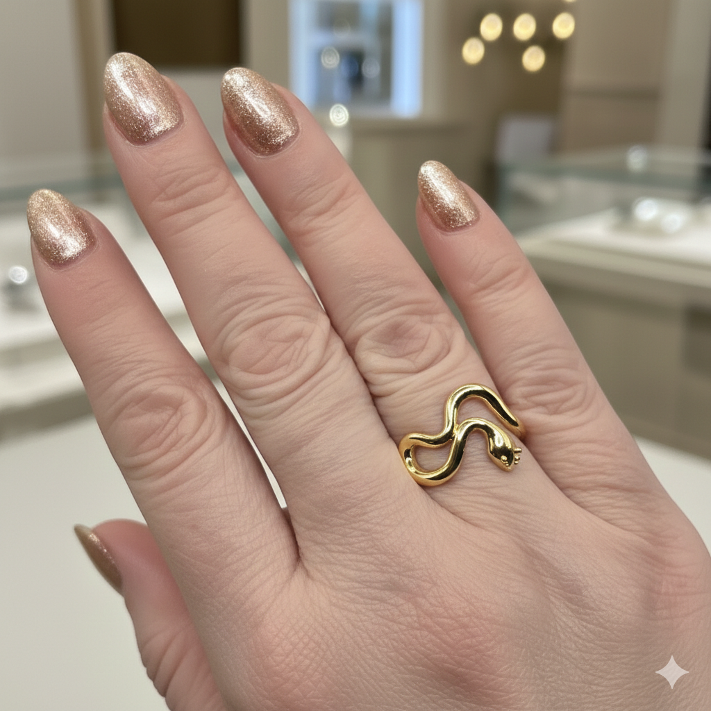 Damen Ring Schlange / Serpente Avvolta / 925er Silber vergoldet / edel + mystisch