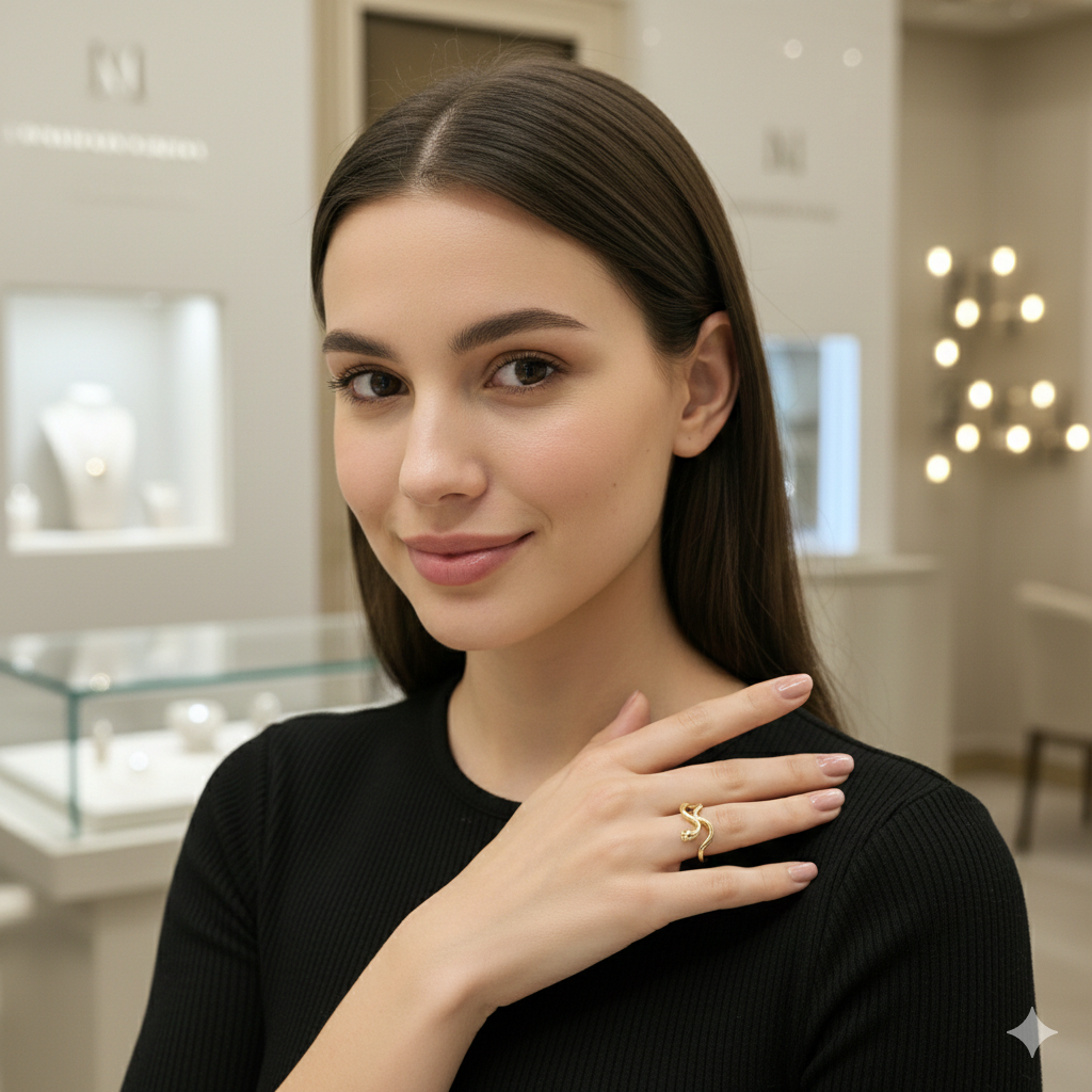 Damen Ring Schlange / Serpente Avvolta / 925er Silber vergoldet / edel + mystisch