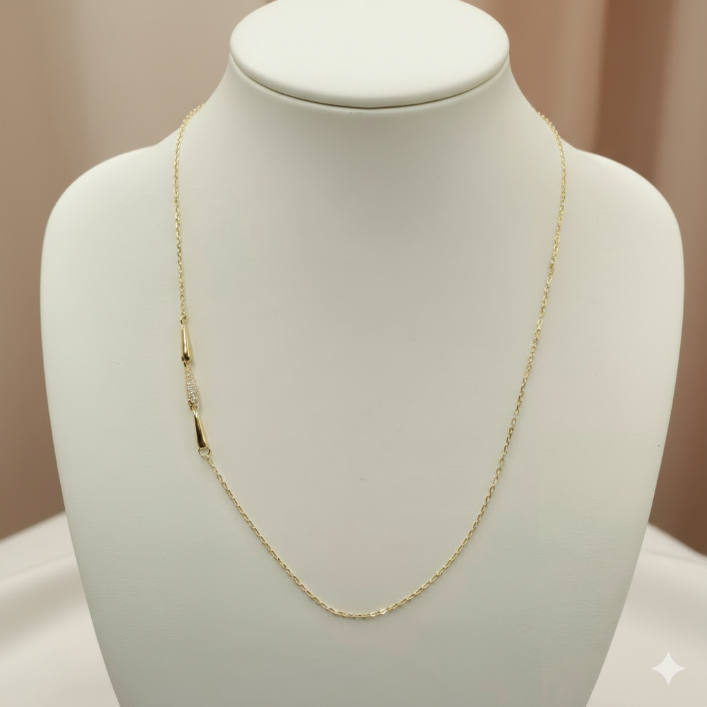 Damen Collier / Goccia Elegante / 935er Silber vergoldet / elegant schlicht / ROMYNOR