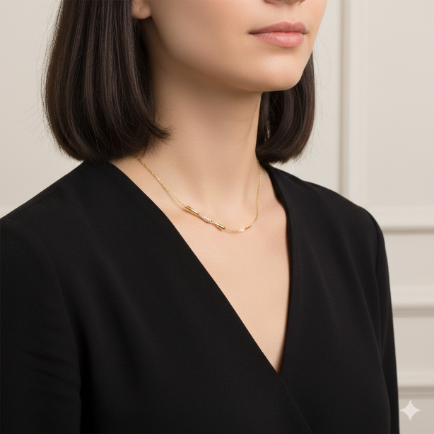 Damen Collier / Goccia Elegante / 935er Silber vergoldet / elegant schlicht / ROMYNOR