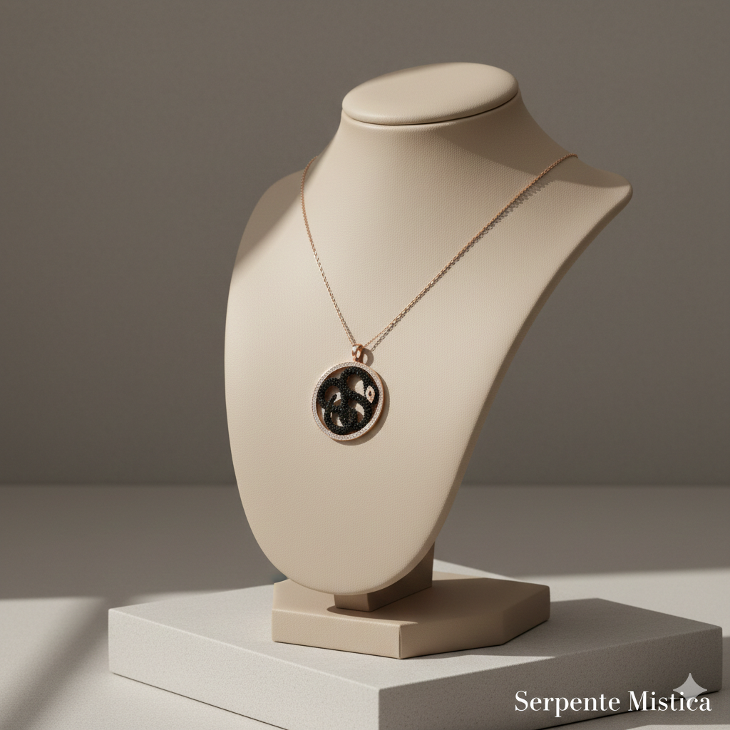 Damen Kette Schlange / Serpente Nero  / 925er Silber rosévergoldet / Zirkonia / Mystisch elegant