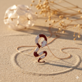 Damen Kette Schlange / Serpente Rosso / 925er Silber vergoldet / Zirkonia / Magisch elegant