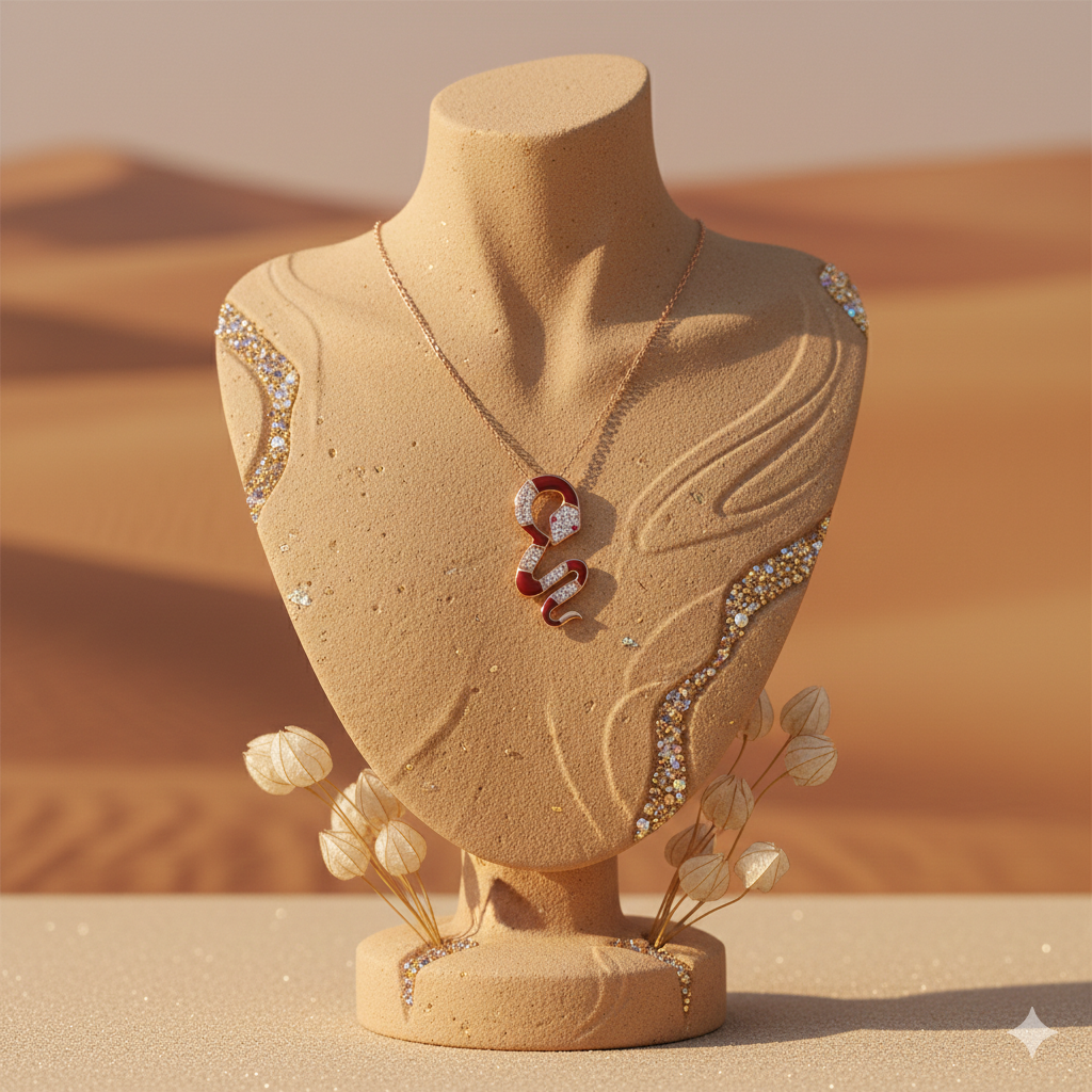 Damen Kette Schlange / Serpente Rosso / 925er Silber vergoldet / Zirkonia / Magisch elegant