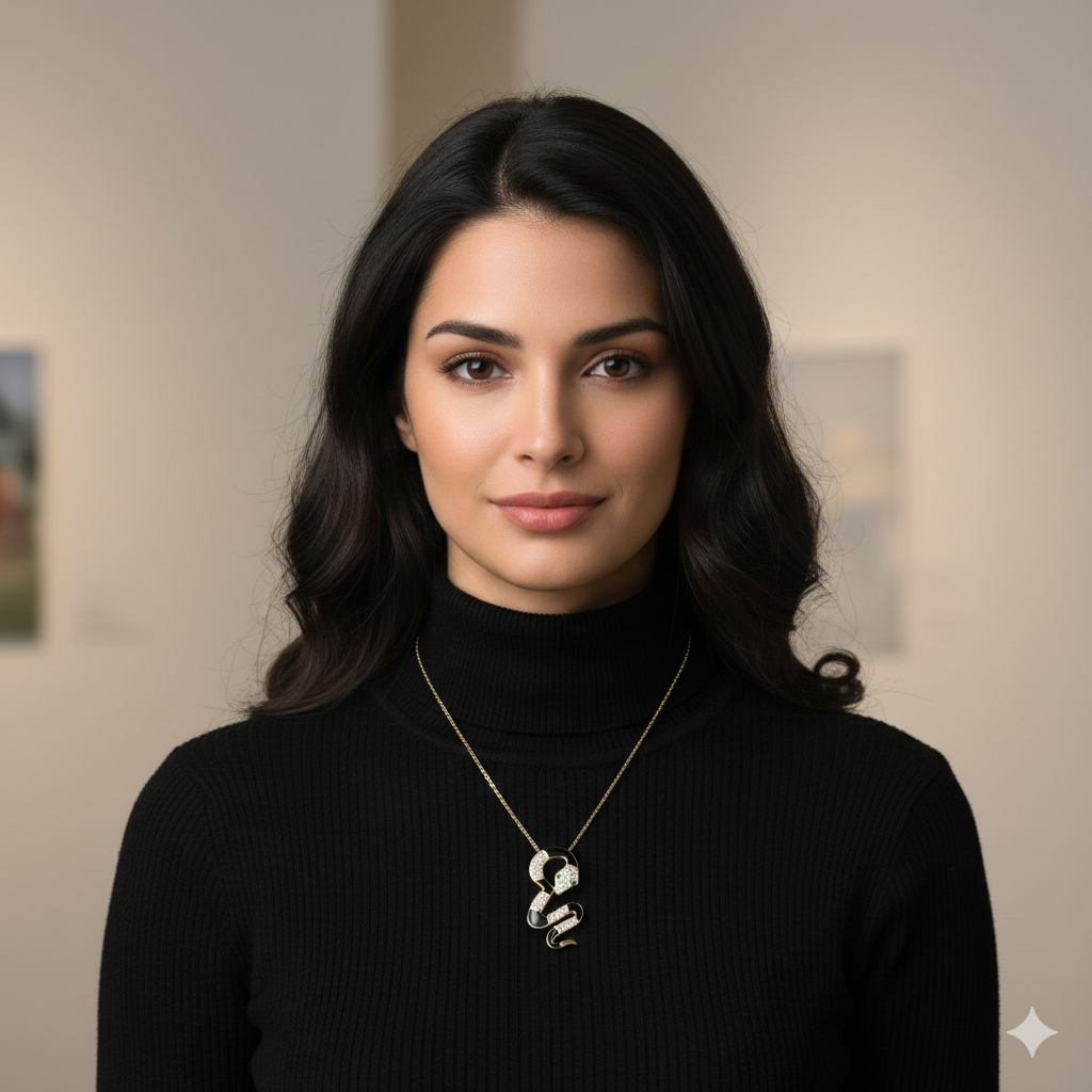 Damen Kette Schlange / Serpente Nero Oro / 925er Silber vergoldet / Zirkonia / Mystisch