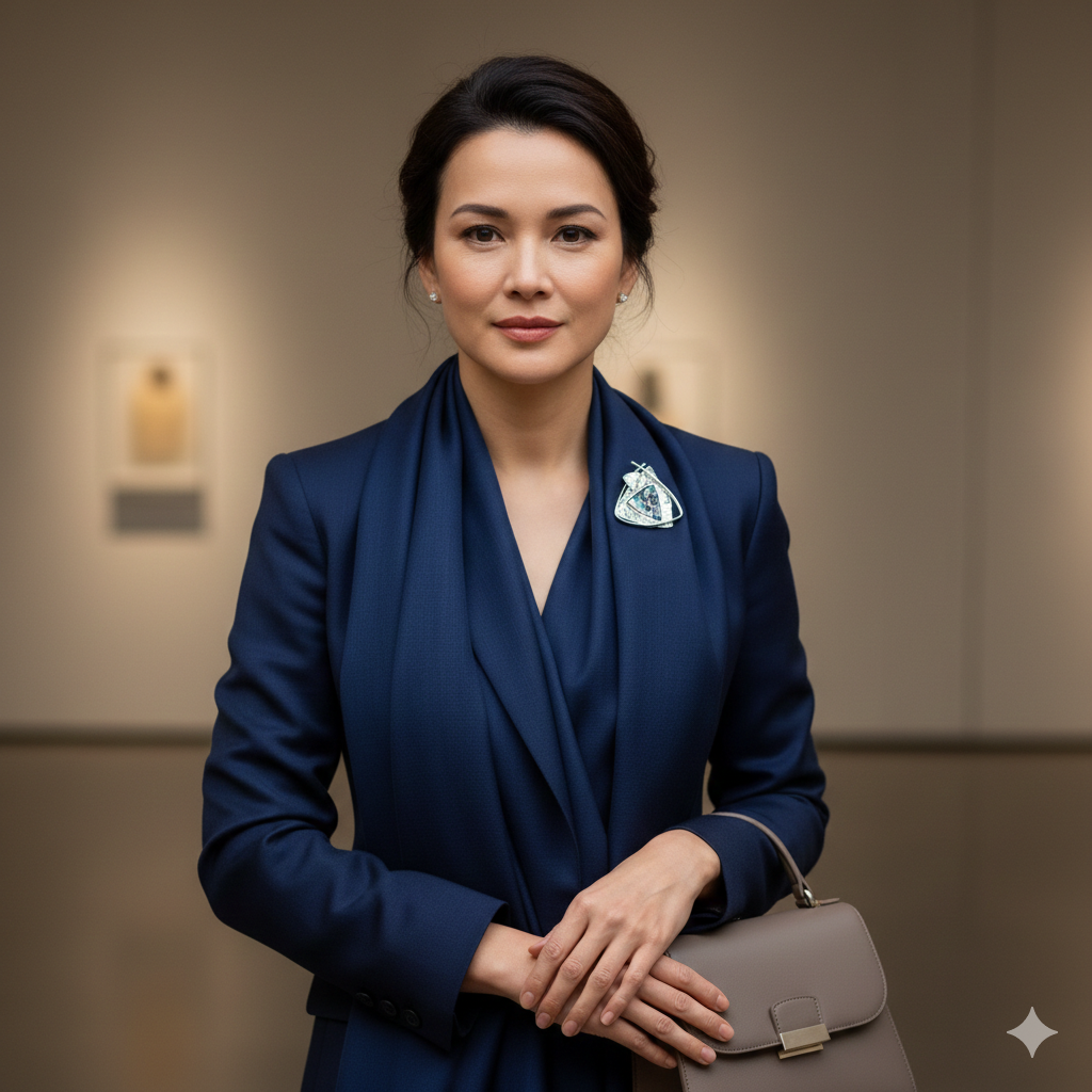 Schal-Magnet-Brosche / Triangolo di Luce / versilbert / Abalone / Statement-Pieces