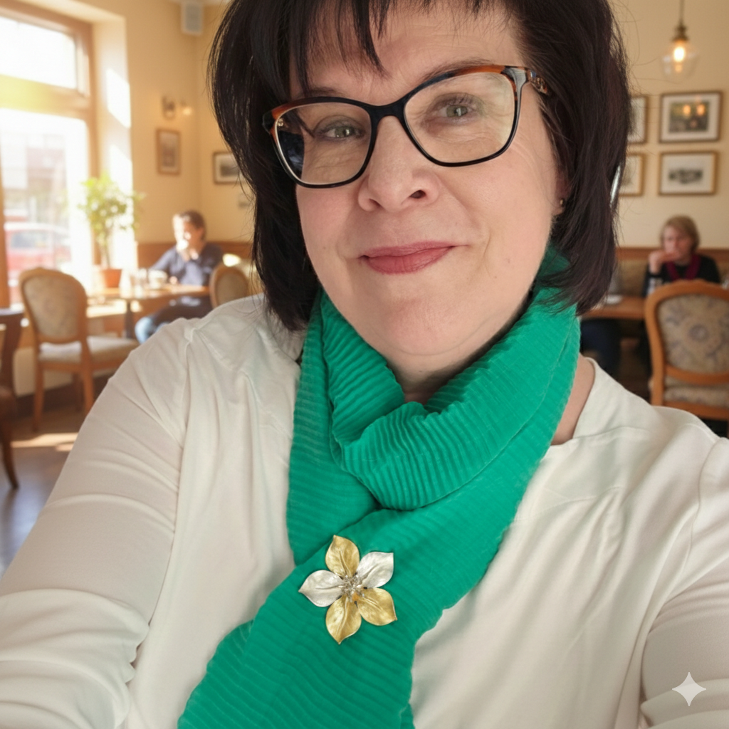 Schal-Magnet-Brosche / Fiore di Sole / versilbert / Statement-Blume