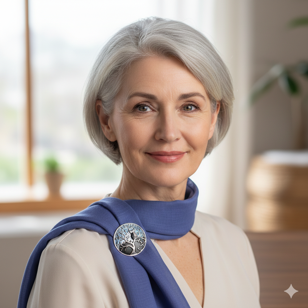 Schal-Magnet-Brosche / Albero della Saggezza / versilbert / Dein Baum