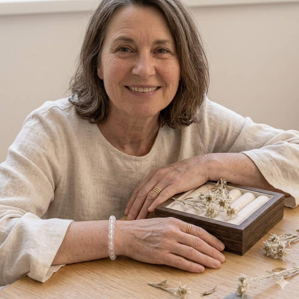 Damen Armband / Bracciale Energie / Bergkristall 6 mm Kugeln / schlicht + feminin